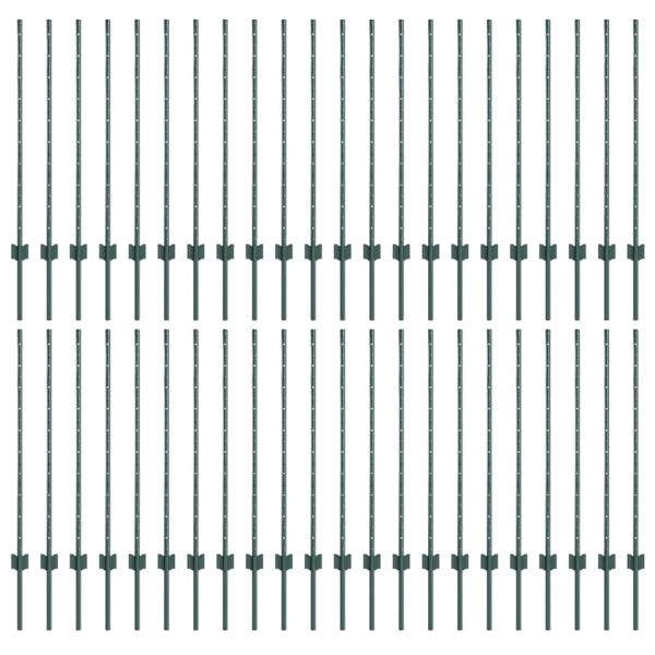 Zaunpfähle 44 Stk U-Kanal Grün 140 cm Stahl