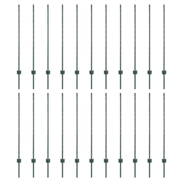 Zaunpfähle 22 Stück U-Kanal Grün 160 cm Stahl