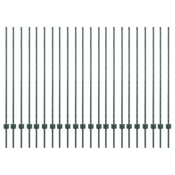 Zaunpfosten 22 Stück U-Kanal Grün 180 cm Stahl