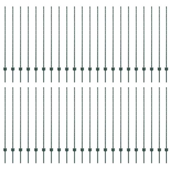 Zaunpfosten 44 Stück U-Kanal Grün 180 cm Stahl