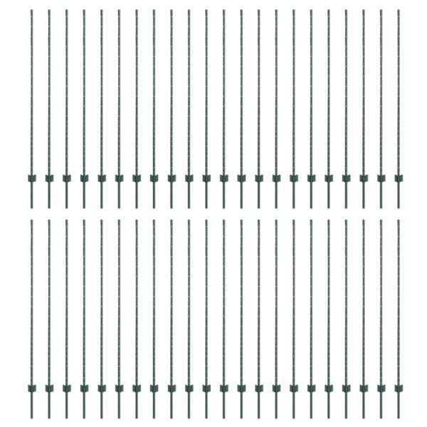 Zaunpfosten 44 pcs U-Kanal Grün 200 cm Stahl