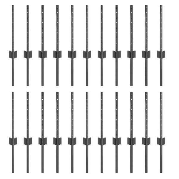 Zaunpfosten 22 stk U-Profil Grau 80 cm Stahl