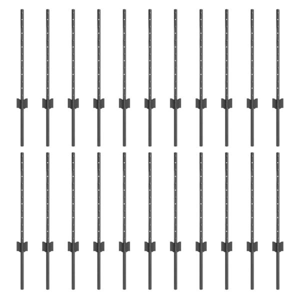 Zaunpfosten 22 Stk U-Profil Grau 100 cm Stahl