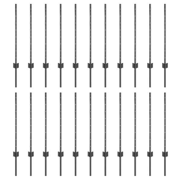 Zaunpfosten 22 Stück U-Kanal Grau 120 cm Stahl