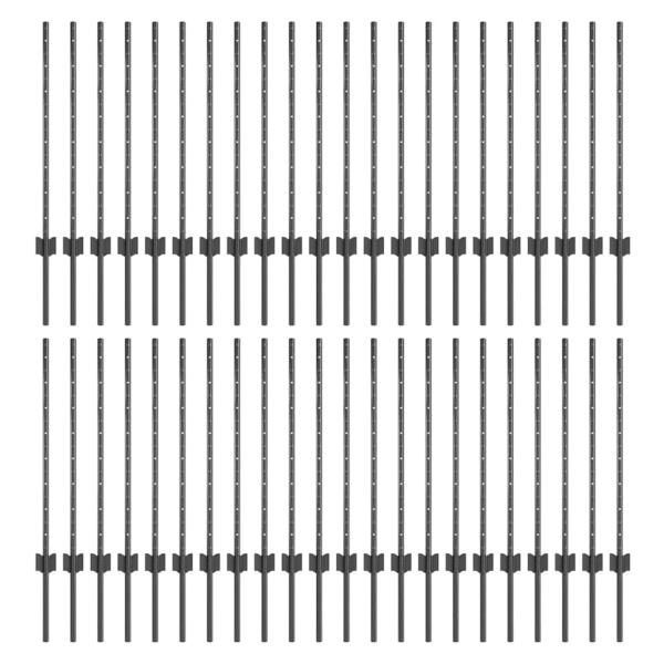 Zaunpfosten 44 Stück U-Kanal Grau 120 cm Stahl