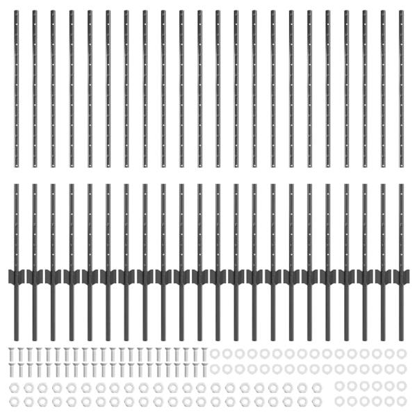 Zaunpfosten 44 Stück U-Kanal Grau 140 cm Stahl