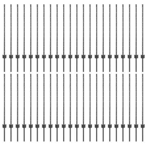 Zaunpfosten 88 Stk U-Kanal Grau 140 cm Stahl