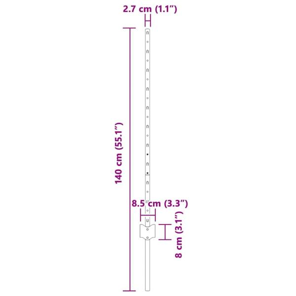 Zaunpfosten 88 Stk U-Kanal Grau 140 cm Stahl
