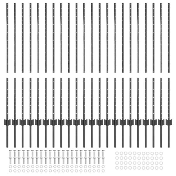 Zaunpfosten 44 Stk U-Kanal Grau 160 cm Stahl