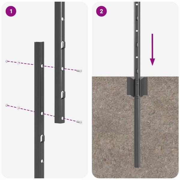 Zaunpfosten 88 Stück U-Profil Grau 160 cm Stahl