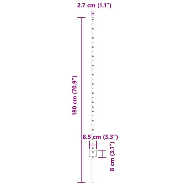 Zaunpfosten 88 Stk U-Kanal Grau 180 cm Stahl