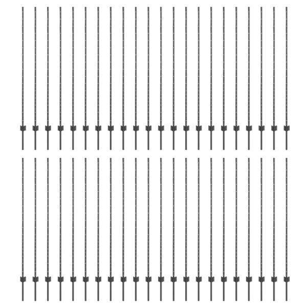 Einbetonierter Zaunpfosten 44 Stk. Grau 200 cm