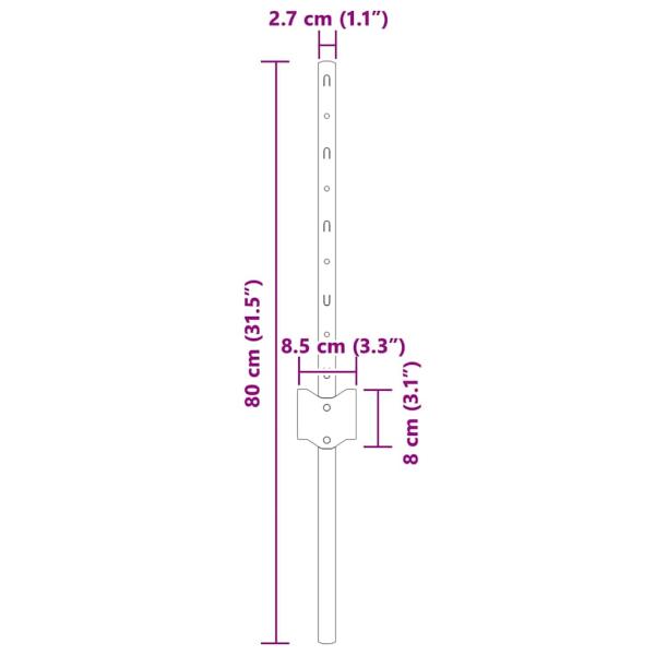 Zaunpfosten 22 Stk. U-Kanal Silber 80 cm Stahl