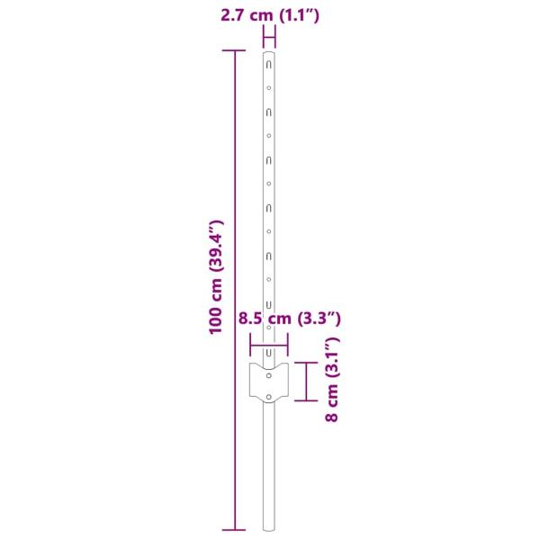 Einbetonierter Zaunpfosten 44 Stk. Silber 100 cm