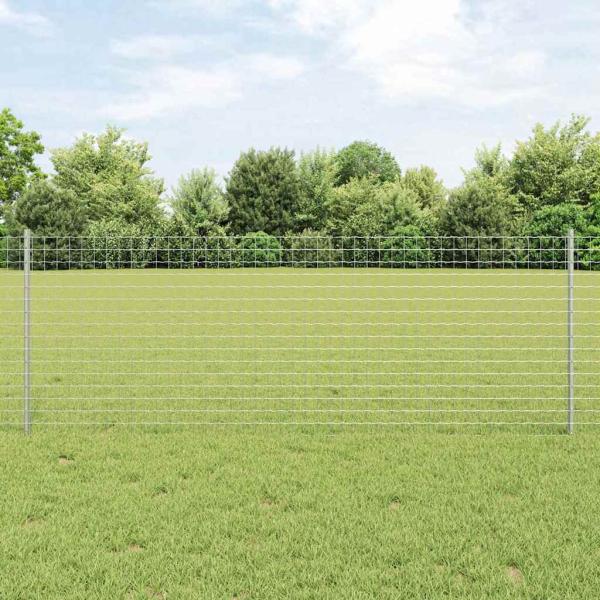 Eingebetteter Zaunpfosten 22 stk. Silber 120 cm