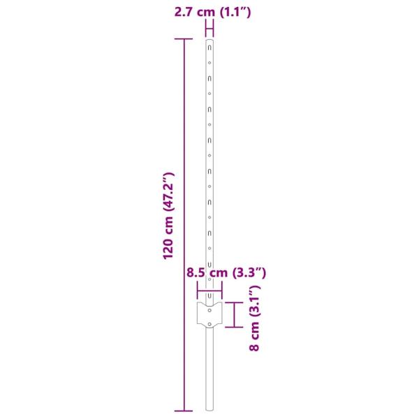 Zaunpfosten 44 Stück U-Kanal Silber 120 cm Stahl