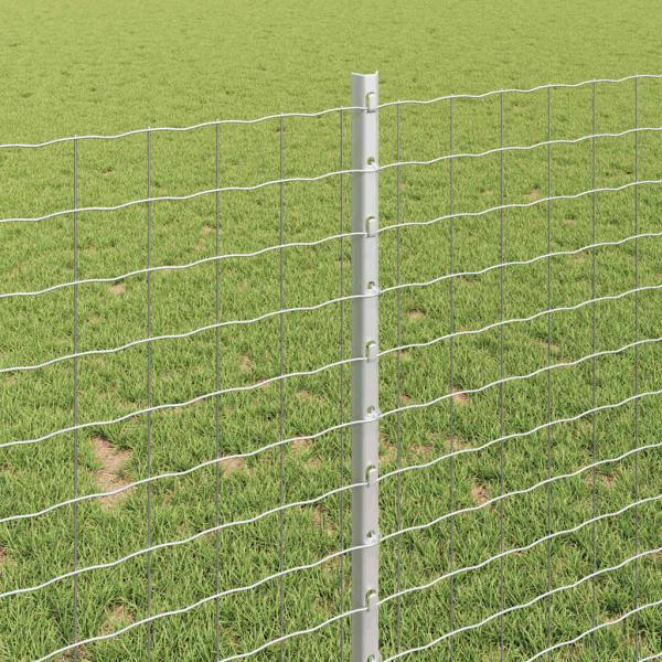 Zaunpfosten 44 Stück U-Kanal Silber 140 cm Stahl