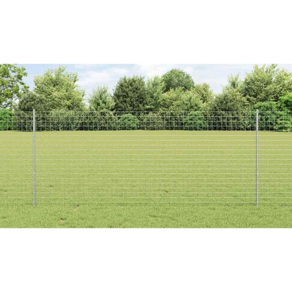 Zaunpfosten 44 Stück U-Kanal Silber 140 cm Stahl