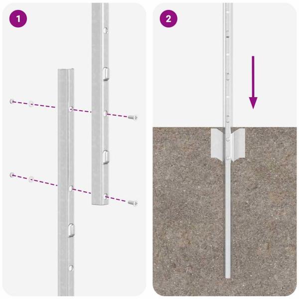 Zaunpfosten 44 Stk U-Kanal Silber 160 cm Stahl