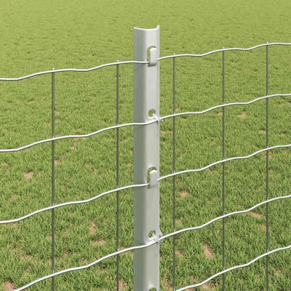 Zaunpfosten 44 Stk U-Kanal Silber 160 cm Stahl