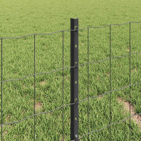 Euro-Zaun mit Pfosten 10 x 0,4 m PVC-beschichteter Stahl Grau