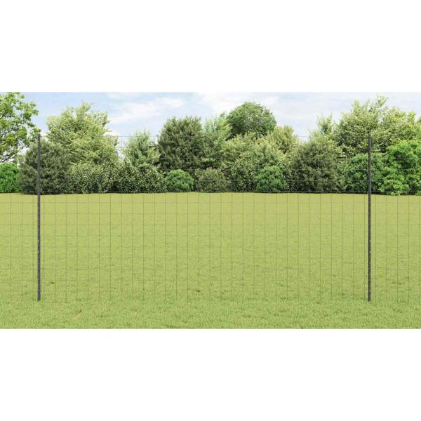Eurozaun mit 10 U-Pfosten Grau 1.6x10 m Stahl