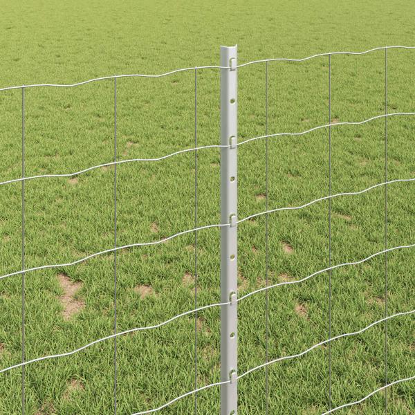 Euro Zaun mit 10 U Pfosten Silber 1x10 m Stahl
