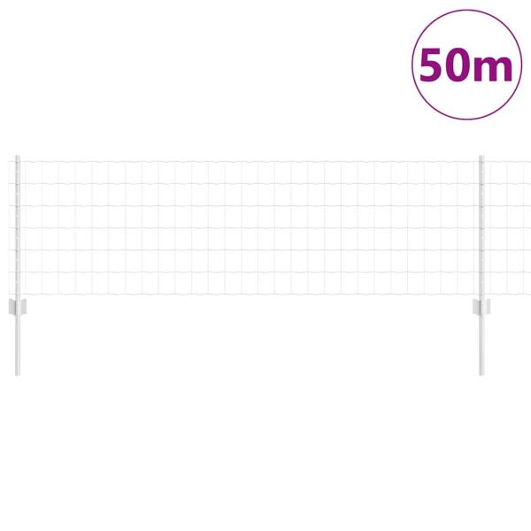 Eurozaun mit 11 U-Pfosten Silber 0,6x50 m Stahl