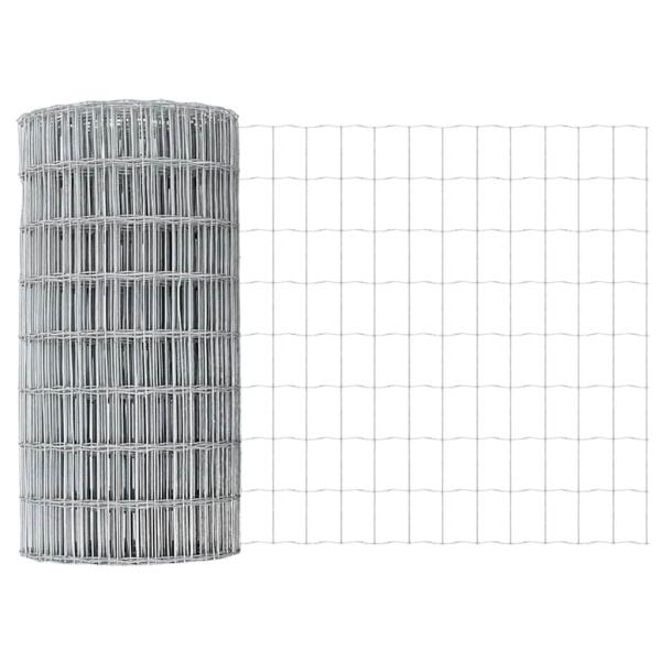 Eurozaun mit 11 U-Pfosten Silber 0,6x50 m Stahl