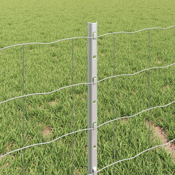 Euro-Zaun mit 11 U-Posten Silber 0.4 x 50 m Stahl