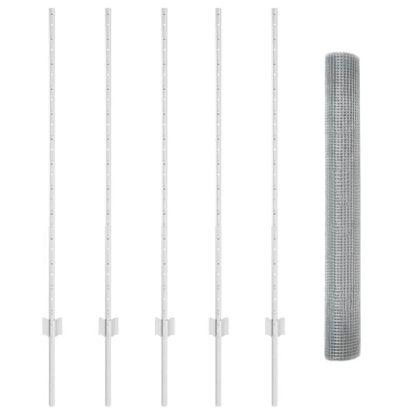 Verzinkter Drahtzaun mit 10 U-Pfosten Silber 1.2x10 m Stahl