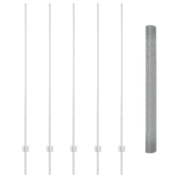 Schweißdrahtzaun mit 10 U-Posts Silber 1.6x10 m Stahl