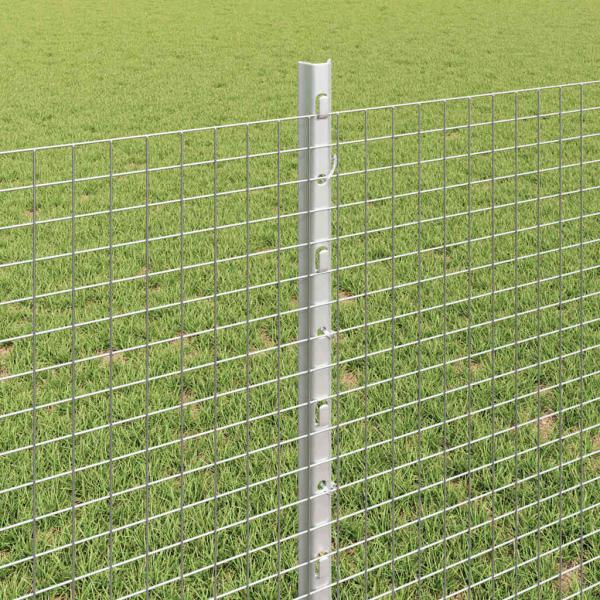 Schweißdrahtzaun mit 11 U-Posts Silber 0,8 x 25 m Stahl