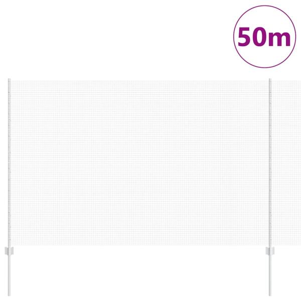 Schweißdrahtzaun mit 44 U-Pfosten Silber 1,6x50 m Stahl