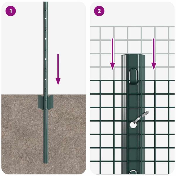 Geschweißter Drahtzaun mit 11 U-Posten Grün 0.4x25 m Stahl