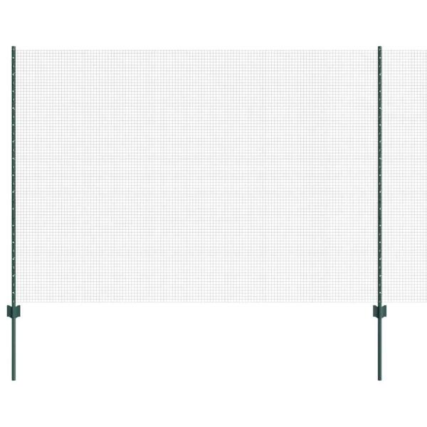 Geschweißter Drahtzaun mit 11 U-Pfosten Grün 1,6x25 m Stahl