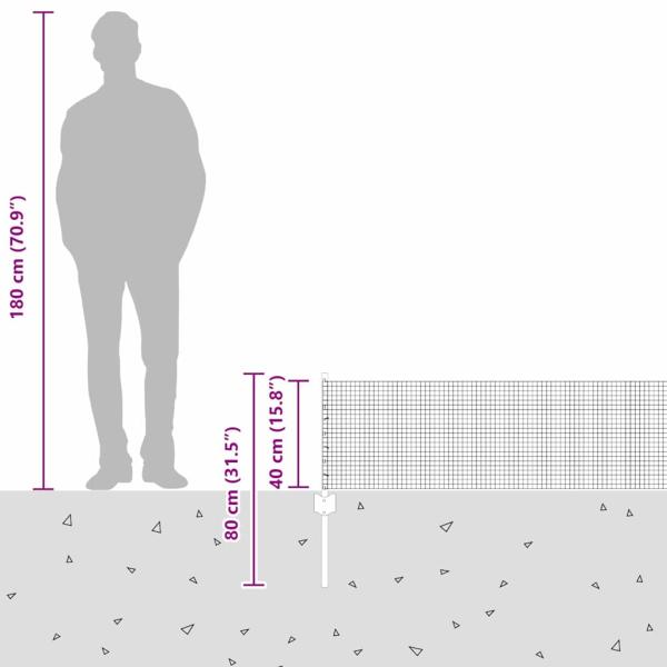 geschweißter Drahtzaun mit 5 U-Stützen Grau 0.4x10 m Stahl