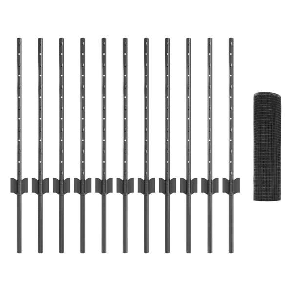 Gartenzaun Set Set aus 2 Grau Verzinkter Stahl 25 x 0.5 m Rolle