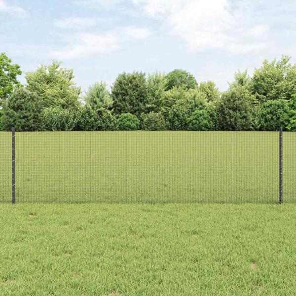 ARDEBO.de - Geschweißter Drahtzaun mit 11 U-Pfosten Grau 0,6x25 m Stahl