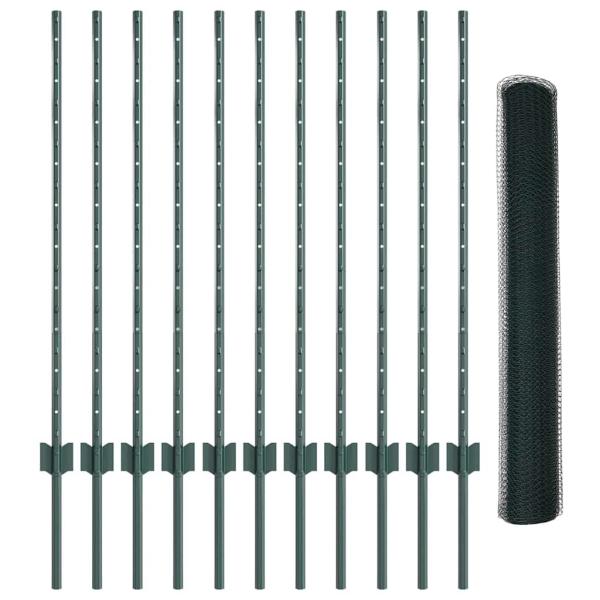 Gartenzaun Set Set von 2 Grün Metall, Kunststoff 25 x 1 m Zaun