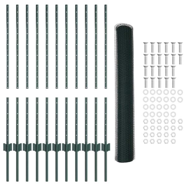Gartenzaun Set Set von 2 Grün Metall, Kunststoff 25 x 1 m Zaun