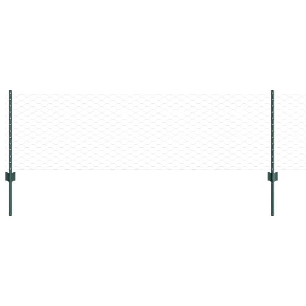 Zaunpfosten 11 Stück U-Profil Grün 60 cm Stahl, Sechseckzaun Grün 0,6 x 50 m Stahl