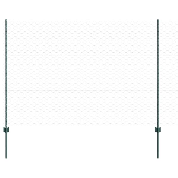 Zaunpfosten 11 Stück U-Kanal Grün 150 cm Stahl, Sechseckzaun Grün 1,5x100 m Stahl