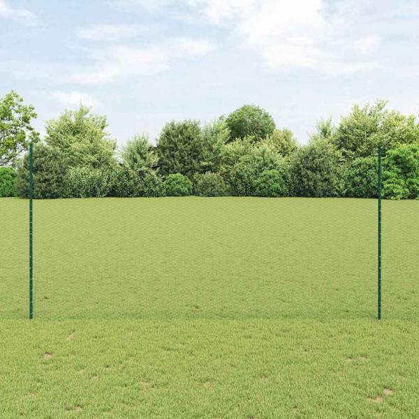 ARDEBO.de - Zaunpfosten 11 Stk U-Kanal Grün 160 cm Stahl, Hexagonzaun Grün 1.6x100 m Stahl