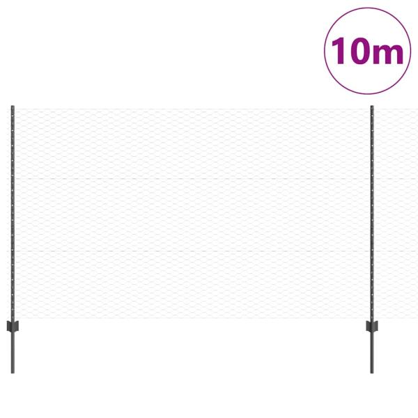 Zaunpfosten 10 Stück U-Kanal Grau 140 cm Stahl, Hexagonzaun Grau 1.4x10 m Stahl