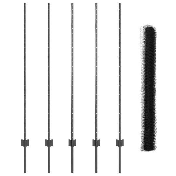 Zaunpfosten 10 Stück U-Kanal Grau 140 cm Stahl, Hexagonzaun Grau 1.4x10 m Stahl