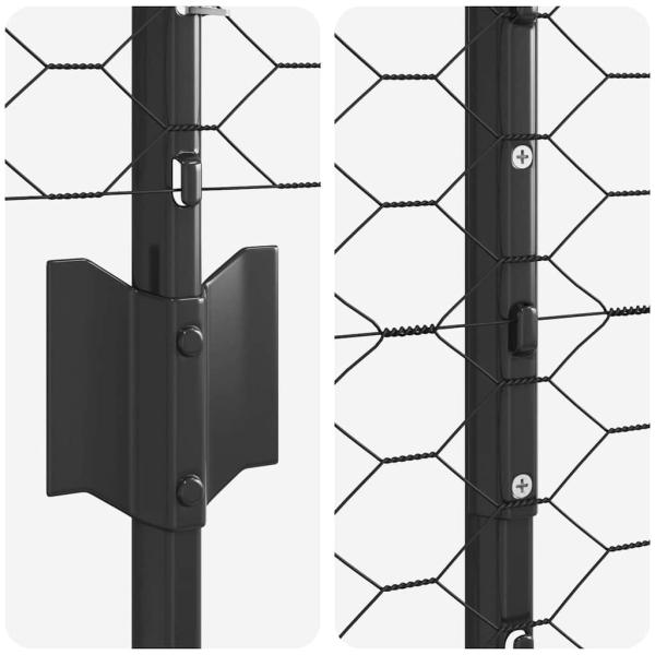 Zaunpfosten 22 Stk. U-Channel Grau 160 cm Stahl, Sechseck-Zaun Grau 1.6x25 m Stahl