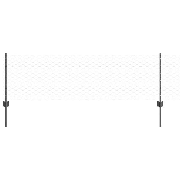 Zaunpfosten 11 Stück U-Kanal grau 60 cm Stahl, Hexagonzaun grau 0,6x50 m Stahl
