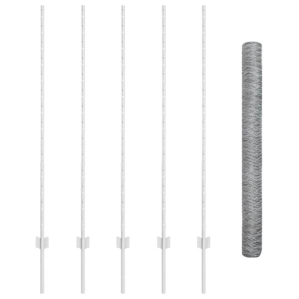 Zaunpfosten 10 Stück U-Kanal 140 cm verzinkter Stahl, Sechseckzaun 1,4x10 m verzinkter Stahl