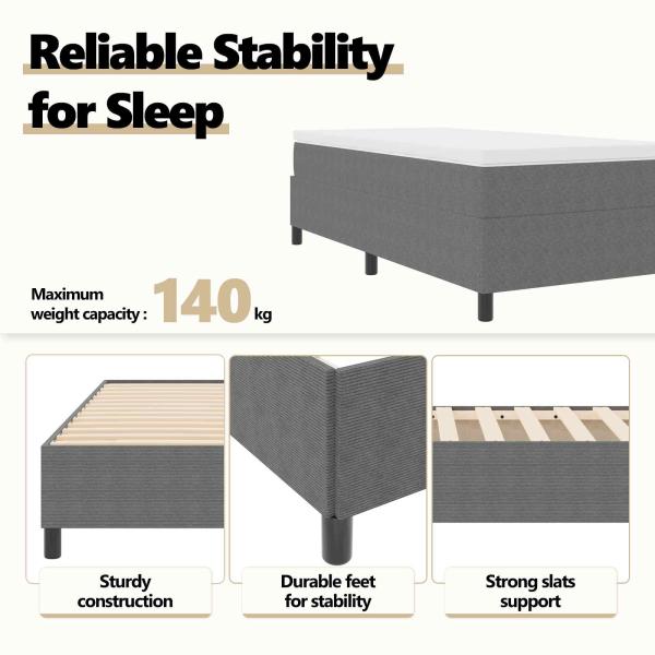 Boxspringbett Hellgrau Cordstoff